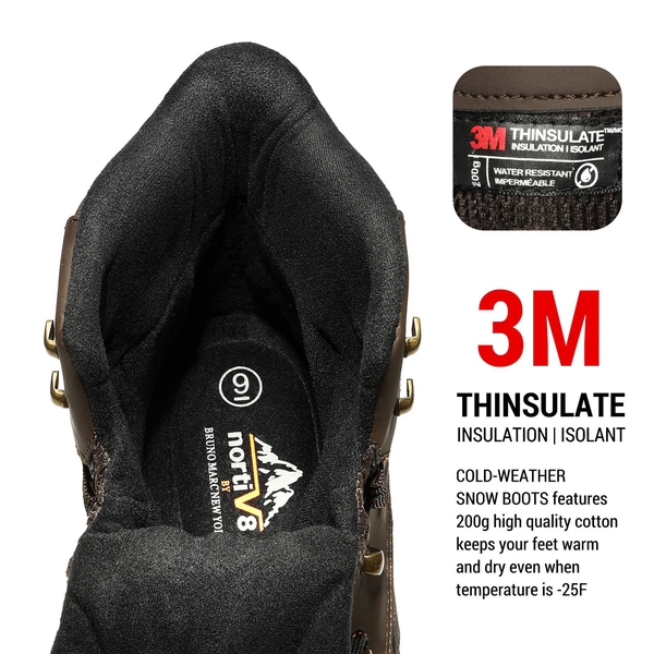 Men's Slip-Resistant Waterproof Snow Boots【Wide Fit】 - DARK BROWN-BLACK - 2